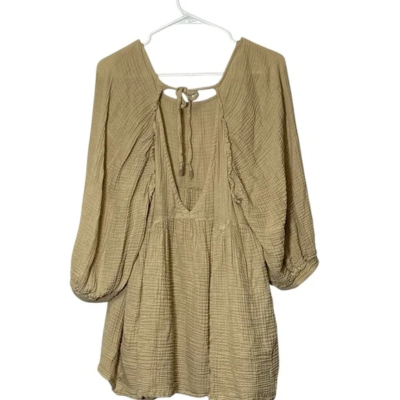 Free People Adler Tunic Dress women Casual Raglan 3/4 sleeve short,size L - Picture 7 of 9